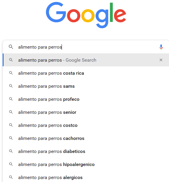 manual keyword search in google