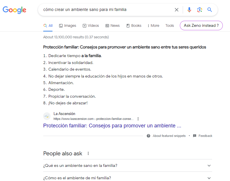 cómo es un direct answer o posición cero