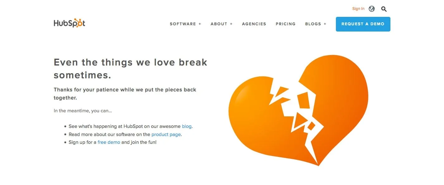 ejemplo de error 404 hubspot