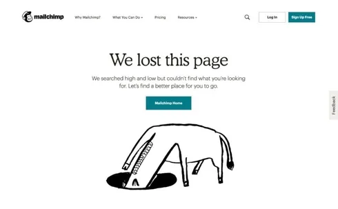 ejemplo de error 404 mailchimp